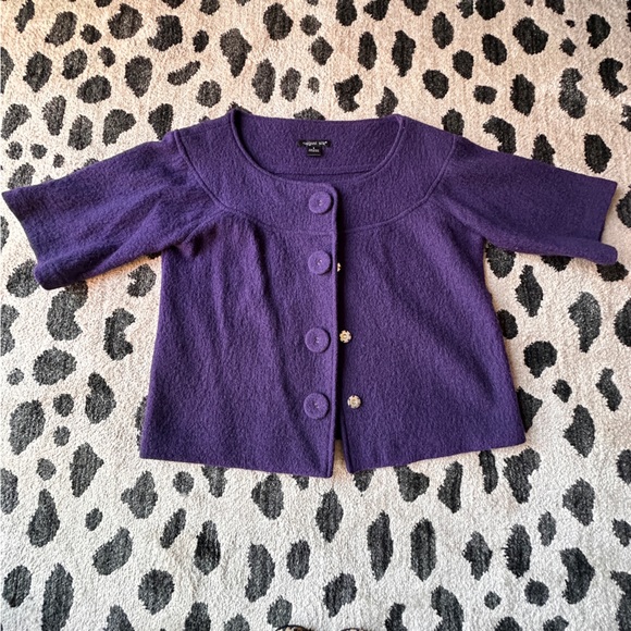 Wool Elbow Sleeve Cardigan / Coat Large Snap Closures Classic Oversized Small - Picture 5 of 10